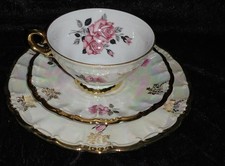 3 tgl Kaffeegedeck Antik Bavaria Manufaktur Lorenz Barock Golddekor & Perlmutt 