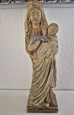 HOLZFIGUR GESCHNITZT MARIA MIT KIND Antik