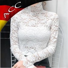 Damen Slim Blumen Spitze Top