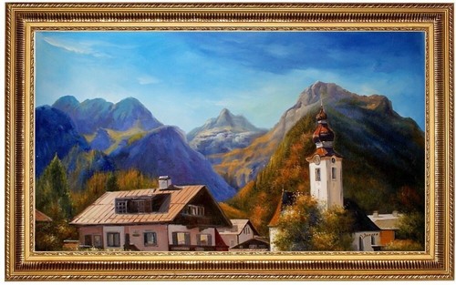 ölbild kirche von lofer - Ölbild,