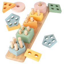 Holz Montessori Spielzeug ab 1 2 3 Jahr, Holzspielzeug Motorikspielzeug