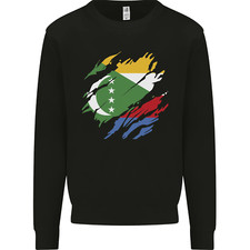 Torn Comoros Flagge Comorianischer Tag Fußball Kinder Sweatshirt Pullover
