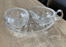 Milchkännchen und Zuckerdose auf Tablett, Kristallglas, 3-Tlg. Nachtmann ?