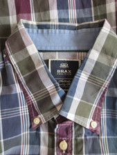 Button Down Hemd BRAX feel good XL 43/44 langarm Karo dunkelblau grün weinrot /F