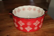 Runde Auflaufform a. Stoneware "Merry ", Durchmesser 19 cm, H 9 cm, Rot/Creme