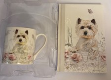 West Highland White Terrier Hund Westie Keramiktasse & A5 Notizbuch Geschenkbox Set