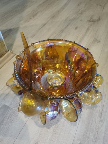 Vintage bowle set amber - vintage,