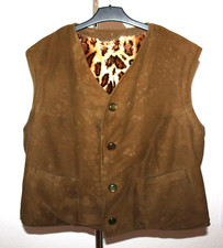 Retro Ostalgie Herren Weste Lederoptik + echt Fell DDR Vintage