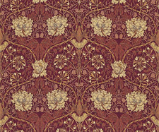 WILLIAM MORRIS VORHANGSTOFF DESIGN Geißblatt & Tulpe 3,3 MTR RUSSET & BRICK
