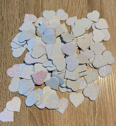 Moosgummi herz glitzer weiß - moosgummi, herz,