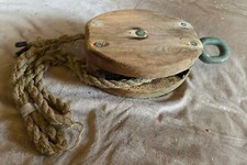 Große antike Vintage Holz Schiff Riemenscheibe Hebeblock Eisen Schiffsblock