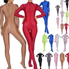 DE Damen Overall Bodysuit Glänzend Catsuit Bodystockings Füße Dessous Clubwear