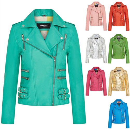 Damen leder bikerjacke echt - leder,