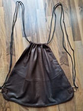 Echtleder-Turnbeutel Rucksack braun groß butterweich Handmade Lammleder 