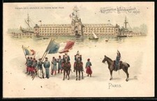 Lithographie Paris, Exposition Universelle 1900, Ausstellung, Palais des Armées 