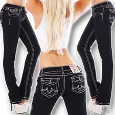 Hüftjeans Dicke Naht Schwarz