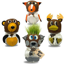 4ER SET GRASKOPF MIT KLEINER VASE TIERKÖPFE MIT RASENSAMEN