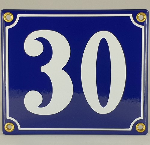 Emaille hausnummer blau - 30,