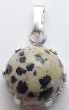 Anhänger gefleckter Cabochon 935 Silber rhodiniert Vintage 70er Pendant silver