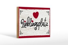 Holzschild 12x18cm Lieblingsplatz Herz rot Holz Schild