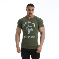 Golds Gym Camo Joe Printed T-Shirt Army Bodybuilding Fitness Bekleidung Herren