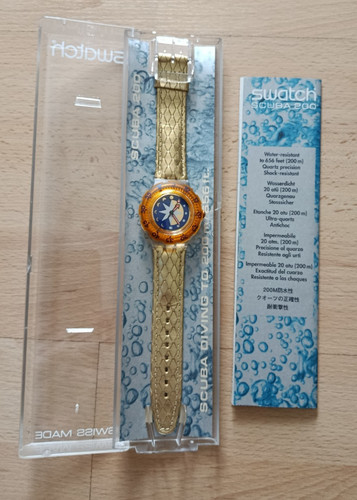 Swatch uhr golden island scuba - golden,