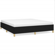 Doppelbett 160x200 cm Schwarz Stoff Polsterbett mit Lattenrost stabil modern