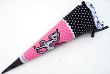 EINHORN SCHULTÜTE STOFF ZUCKERTÜTE HANDARBEIT 70cm mit Papprohling UNIKAT