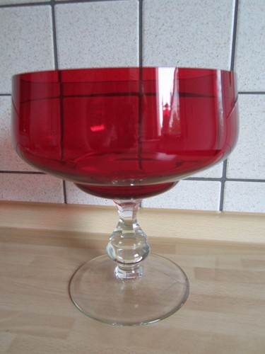 Große rote glasschale - große,