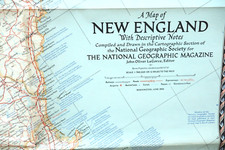 National Geographic Bogen Kartenpapier New England Vintage 1955