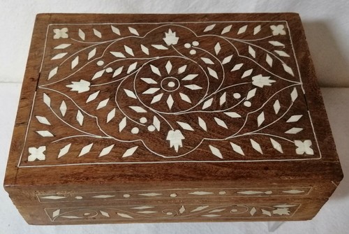 Große 70er indien holz dose - indien,