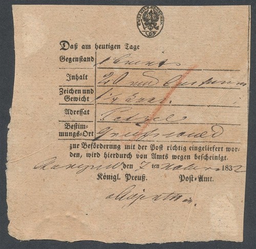 407873 preußen postschein - preußen,