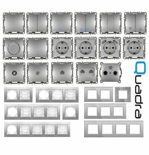 Steckdose Steckdosen Ausschalter Wechselschalter Dimmer Schuko USB Glas Silber