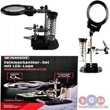 Feinmechaniker LED Lupe 2,5-/5-Fach Zoom Lötkolbenhalter Halteklammern Schmuck
