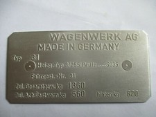 Typenschild Schild für VW Typ