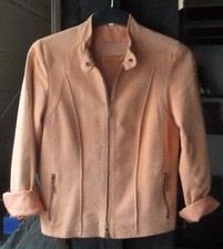 BONITA ECHT LEDER JACKE - Veloursleder -  GR. 38 -  EDEL WEICH - lachsfarben