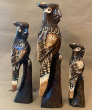 3er Set Balinesische Deko Kakadus / Albesia Holz Handgeschnitzt und -bemalt