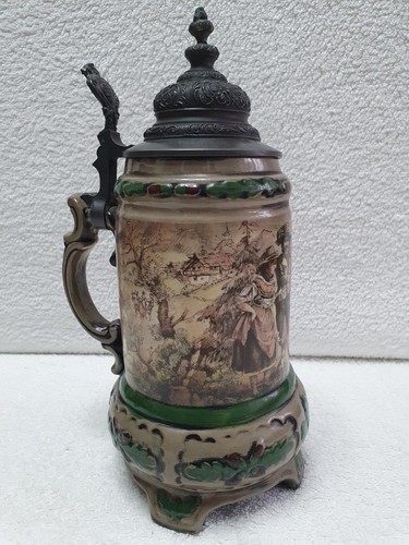 Bierkrug mit zinndeckel - bierkrug,