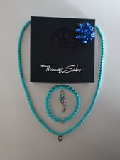 *Thomas Sabo* Charm-Halskette, Armband, Anhänger, türkisfarbig