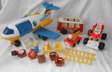 Vintage Fisher Price Little People klein Flugzeug, Bus, Feuerwehr + Zubehör