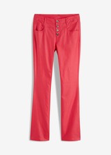 Neu Lederimitat-Hose m Schlag Gr. 50 Dunkelpink Damen Bikerhose Pants Schlaghose