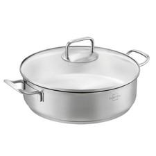 SILBERTHAL Schmorpfanne Unbeschichtet 28 cm hoher Rand - Servierpfanne mit Decke