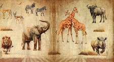 3 Servietten ~ Exotische Tiere der Savanne, Löwe, Zebras, Giraffen, Nash ~ 33x33