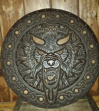 Wikinger Schild & Axt Fenriswolf handgefertigt Vikings Ragnar