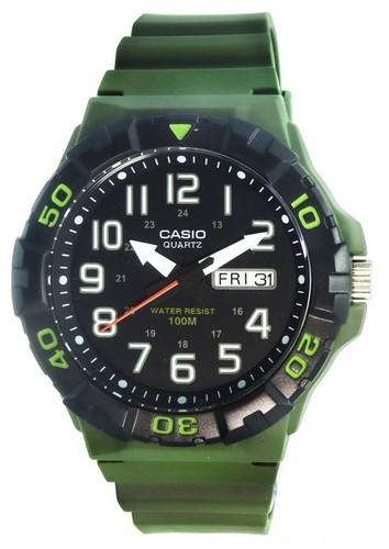 Casio analog army green resin - casio,