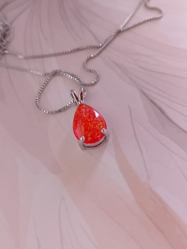 Anhänger feueropal rot - feueropal,