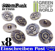 8x Knöpfe Steampunk Stil UHR