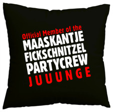 Kissenbezug Official Member Maaskantje Fickschnitzel Crew Schwarz 2914