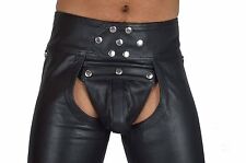 Schwarze MOTORRAD LEDER CHAPS HOSE LEATHER CHAPS/LEDERCHAPS,CHAPS CUIR HOMME