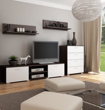 TV-Kommode Lena in Wenge/Weiß – Modernes Wohnzimmer-Set